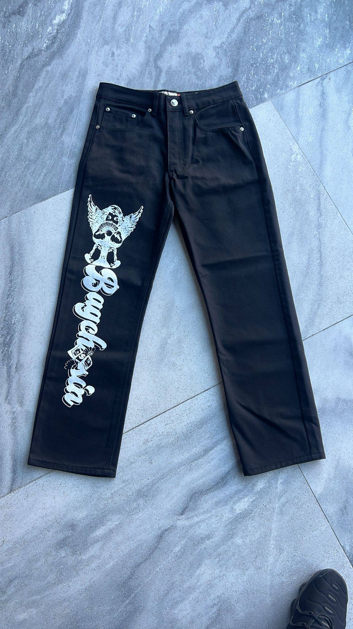 Jet Black BagCha$in Angel Logo Denims
