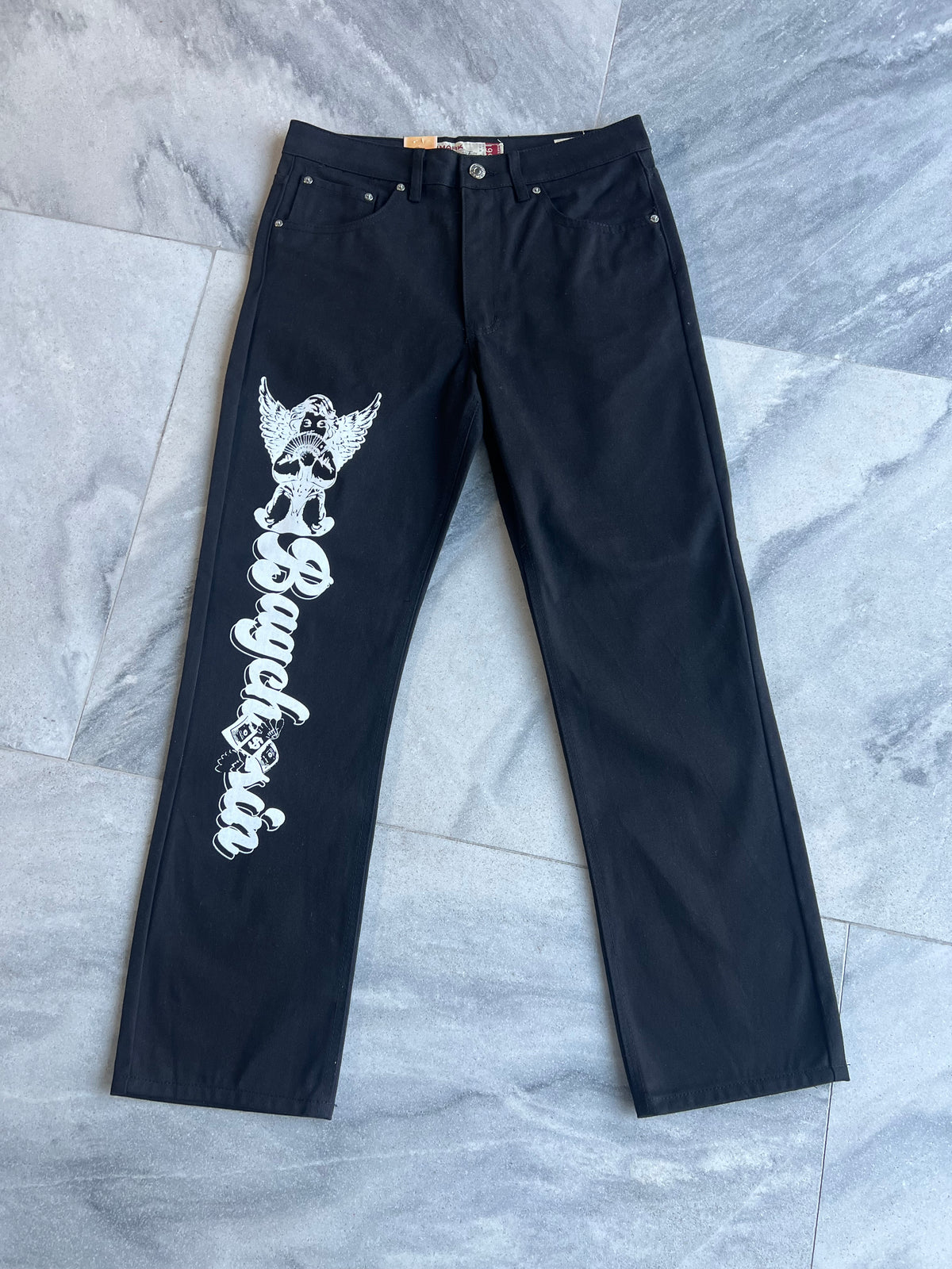 Jet Black BagCha$in Angel Logo Denims